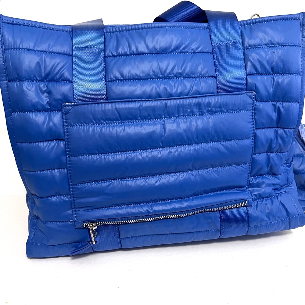 Samantha Brown Blue Quilted Tote and Pouch Set - Picture 5 of 9